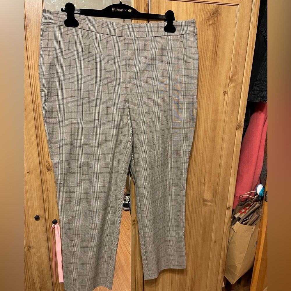 plaid stretchy dress pants